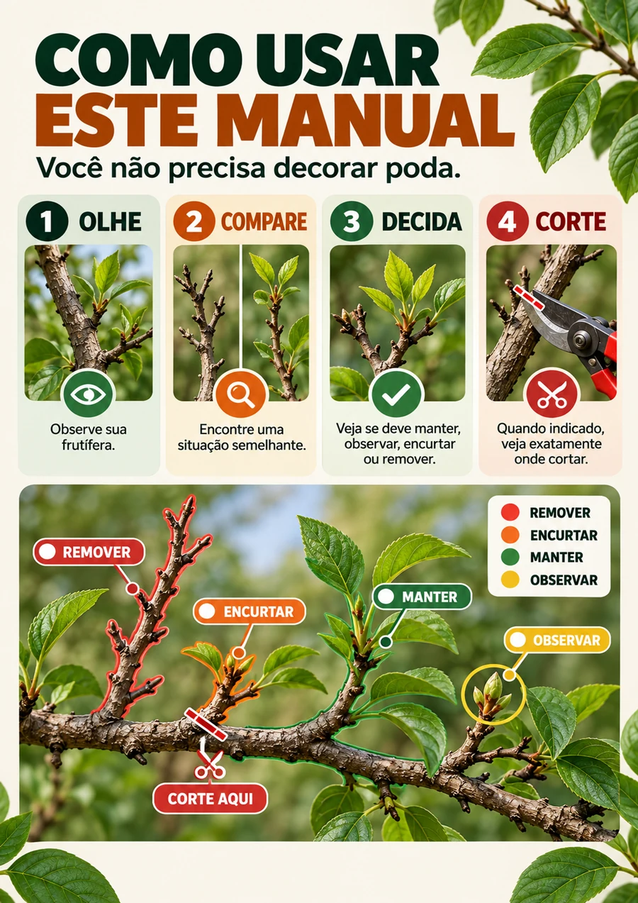 Página ilustrada ensinando como usar o manual