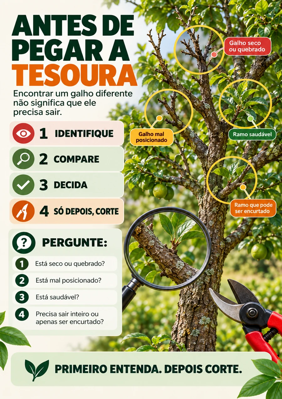 Página ilustrada com orientações antes de pegar a tesoura