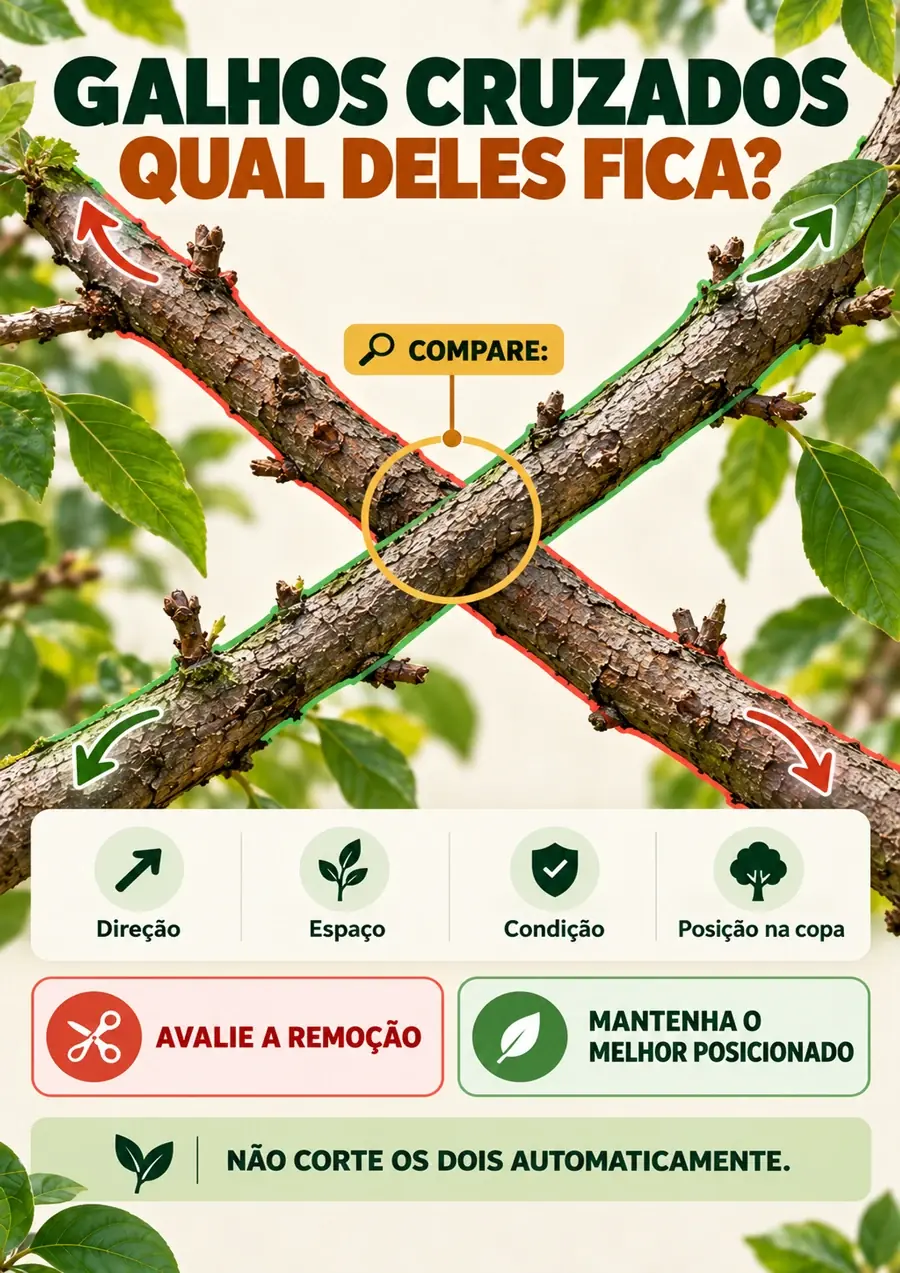 Página ilustrada sobre a escolha entre galhos cruzados