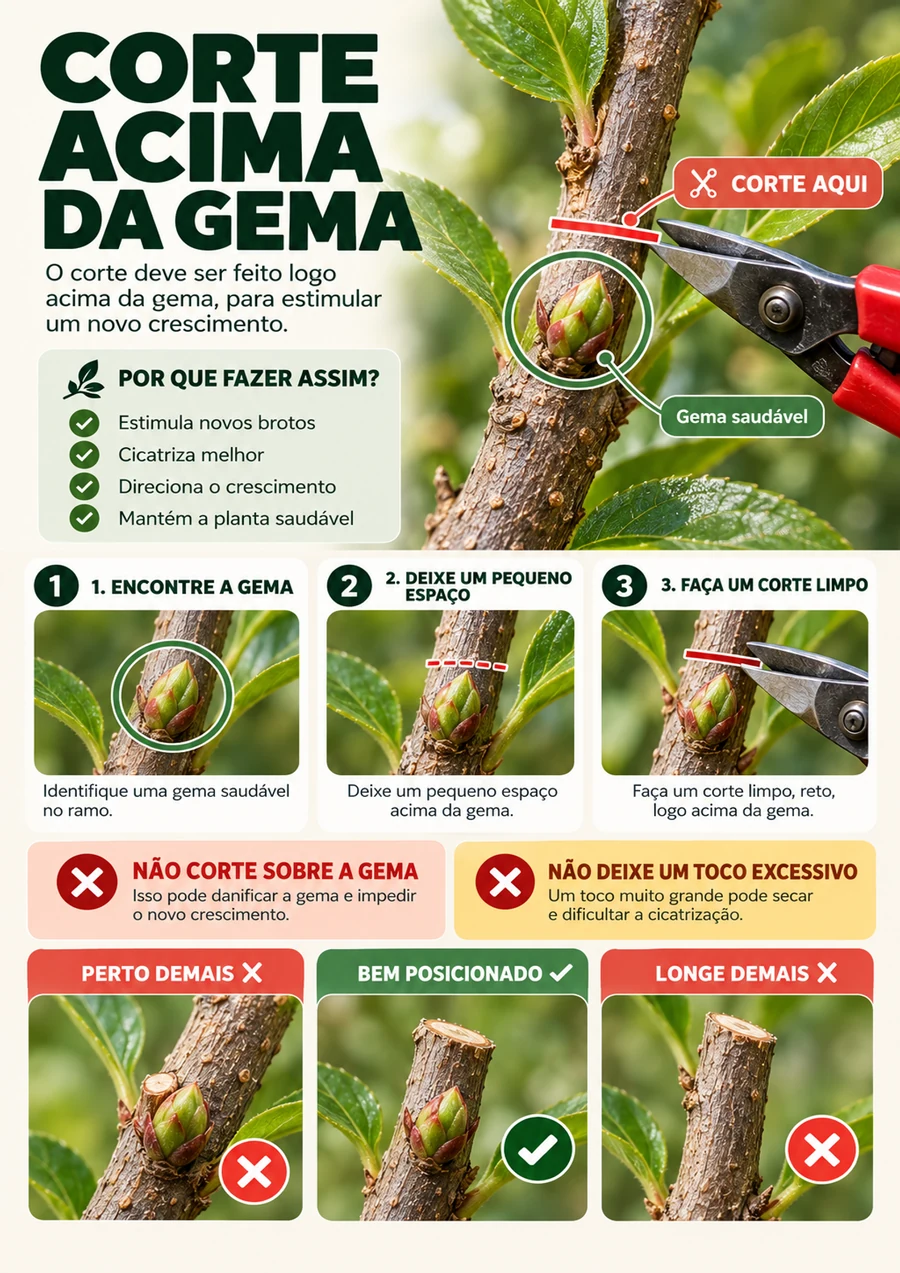 Página ilustrada mostrando o corte acima da gema