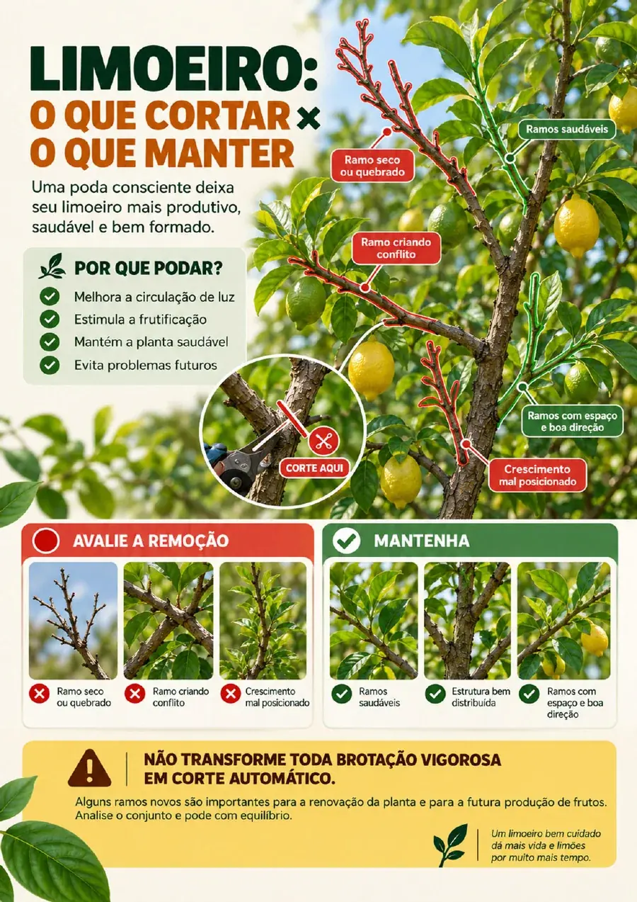 Página ilustrada do guia de poda de limeiro
